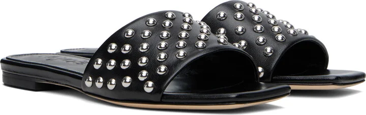 Aeyde Black Anna Studded Leather Sandals - Image 4