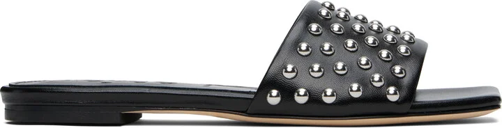Aeyde Black Anna Studded Leather Sandals