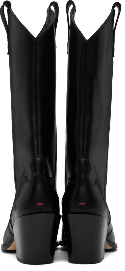 Aeyde Black Ariel Leather Cowboy Boots - Image 2