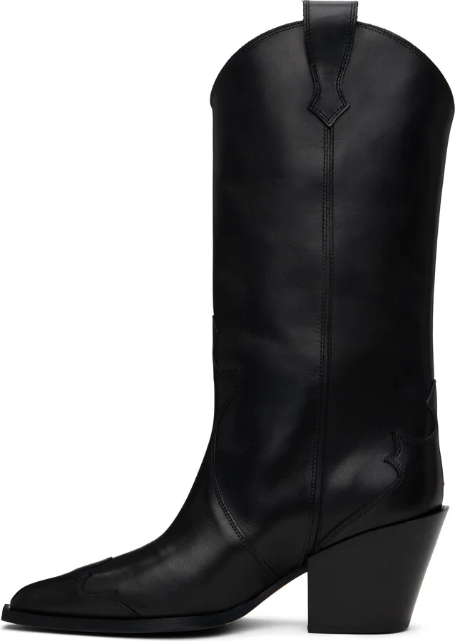 Aeyde Black Ariel Leather Cowboy Boots - Image 3