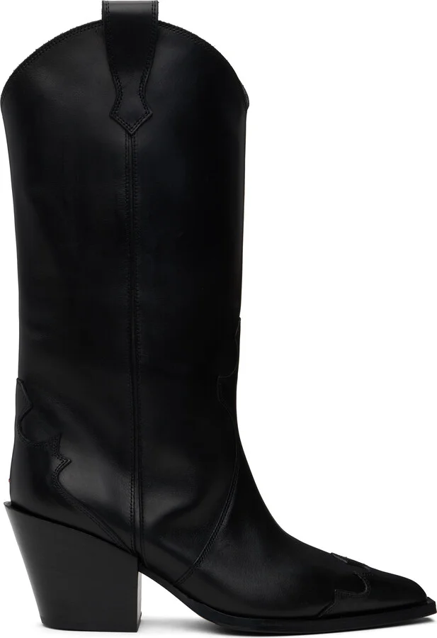 Aeyde Black Ariel Leather Cowboy Boots