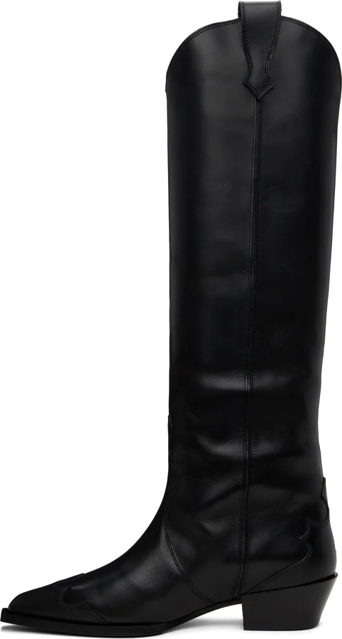 Aeyde Black Aruna Leather Cowboy Tall Boots - Image 3