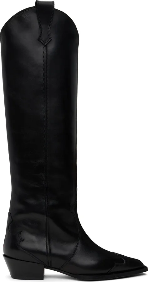Aeyde Black Aruna Leather Cowboy Tall Boots