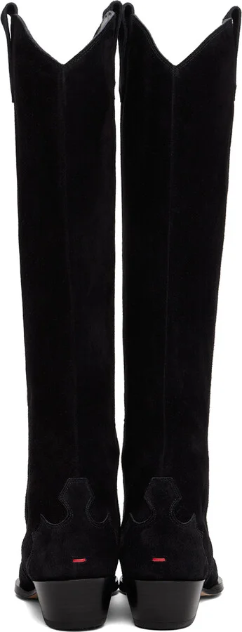Aeyde Black Aruna Suede Cowboy Tall Boots - Image 2