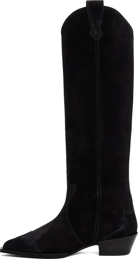 Aeyde Black Aruna Suede Cowboy Tall Boots - Image 3
