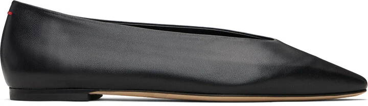 Aeyde Black Betty Square-Toe Ballerina Flats