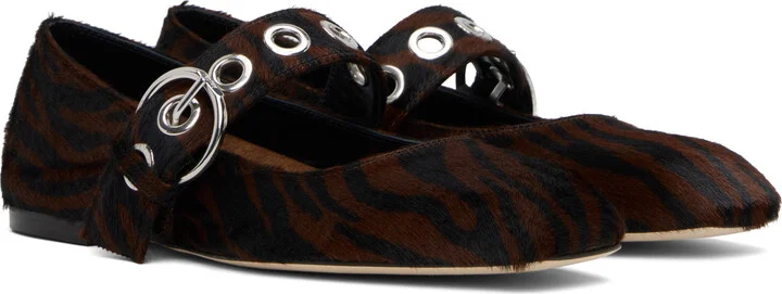 Aeyde Black & Brown Uma Eyelet Mary-Jane Ballerina Flats - Image 4