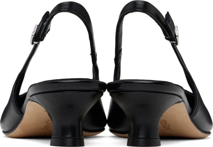 Aeyde Black Catrina Leather Slingback Heels - Image 2