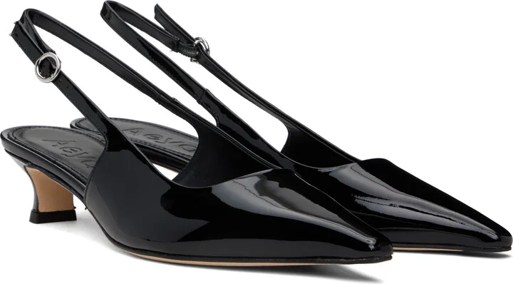 Aeyde Black Catrina Leather Slingback Heels - Image 4