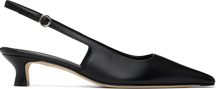 Aeyde Black Catrina Leather Slingback Heels