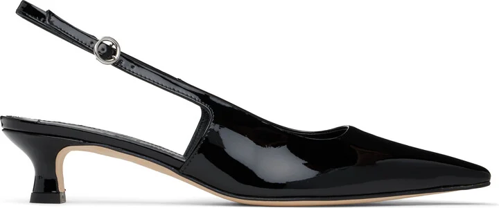 Aeyde Black Catrina Leather Slingback Heels