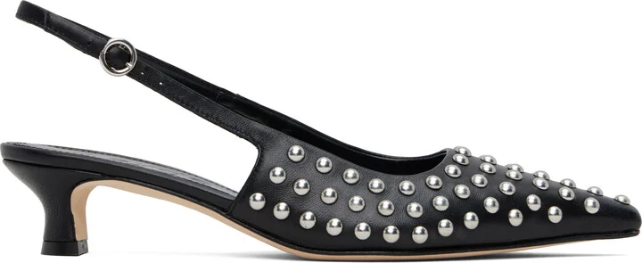Aeyde Black Catrina Studded Slingback Heels