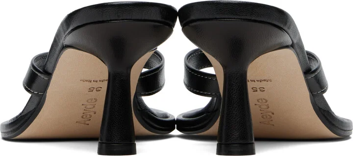 Aeyde Black Daphne Leather Toe-Post Heeled Sandals - Image 2