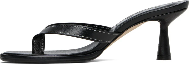 Aeyde Black Daphne Leather Toe-Post Heeled Sandals - Image 3