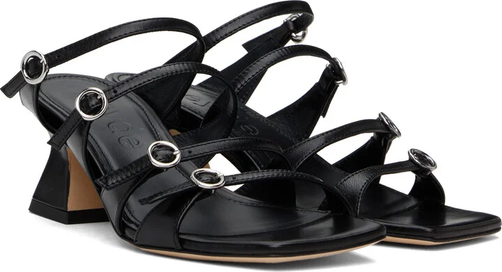 Aeyde Black Eanna Nappa Leather Heeled Sandals - Image 4