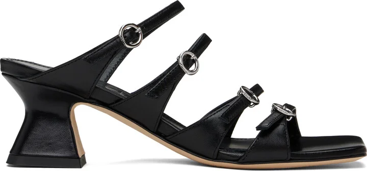 Aeyde Black Eanna Nappa Leather Heeled Sandals