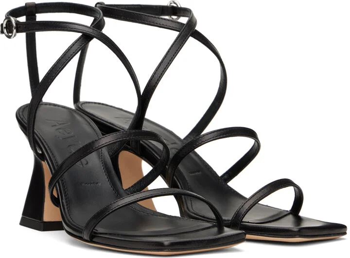 Aeyde Black Edda Leather Heeled Sandals - Image 4