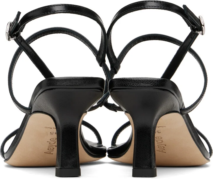 Aeyde Black Elise Leather Toe-Post Heeled Sandals - Image 2