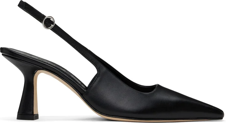Aeyde Black Fernanda Leather Slingback Heels