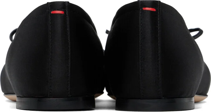 Aeyde Black Gabriella Satin Ballerina Flats - Image 2