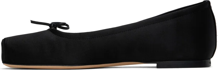 Aeyde Black Gabriella Satin Ballerina Flats - Image 3