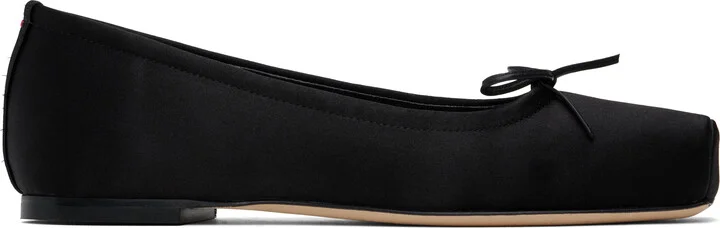 Aeyde Black Gabriella Satin Ballerina Flats