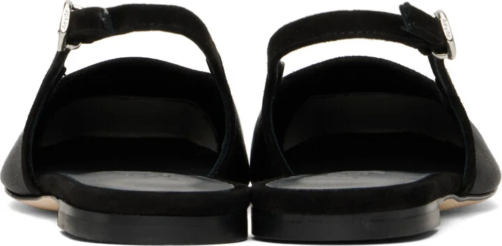 Aeyde Black Geraldine Satin Toe-Cap Ballerina Flats - Image 2