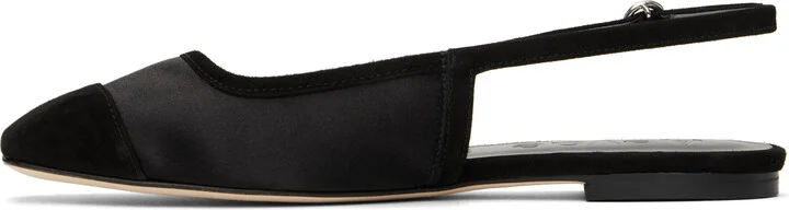 Aeyde Black Geraldine Satin Toe-Cap Ballerina Flats - Image 3