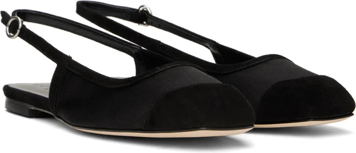 Aeyde Black Geraldine Satin Toe-Cap Ballerina Flats - Image 4