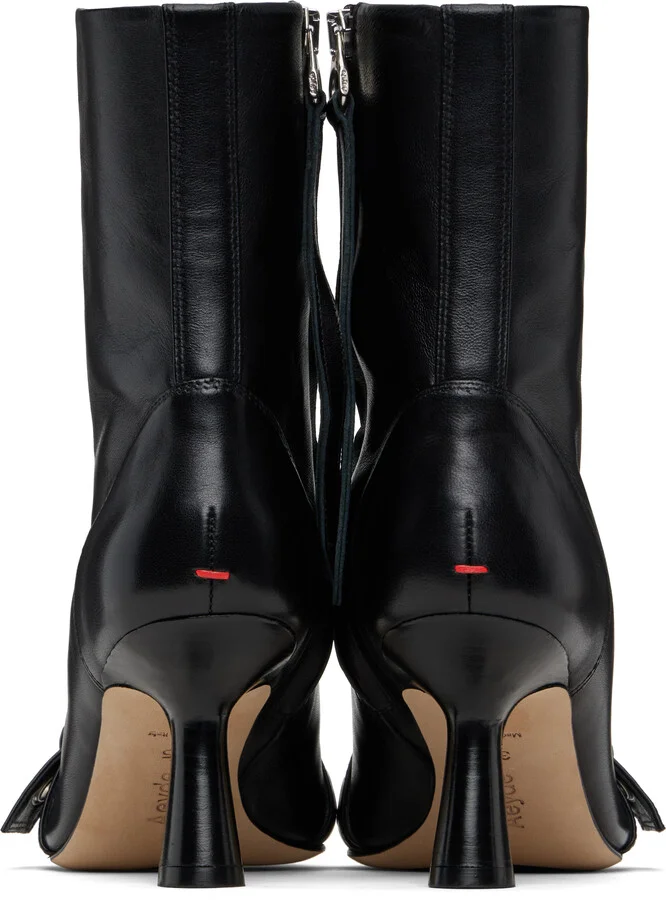Aeyde Black Halima Eyelet Pointed Boots - Image 2