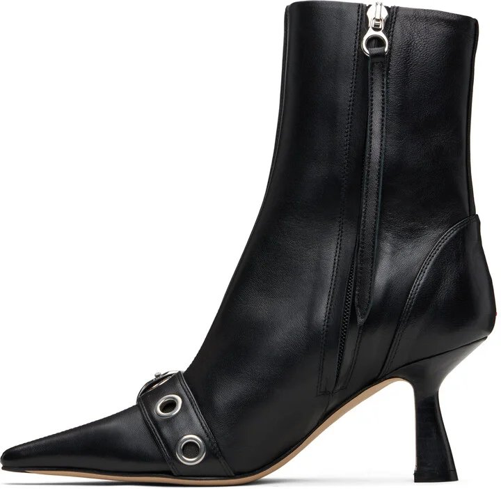 Aeyde Black Halima Eyelet Pointed Boots - Image 3