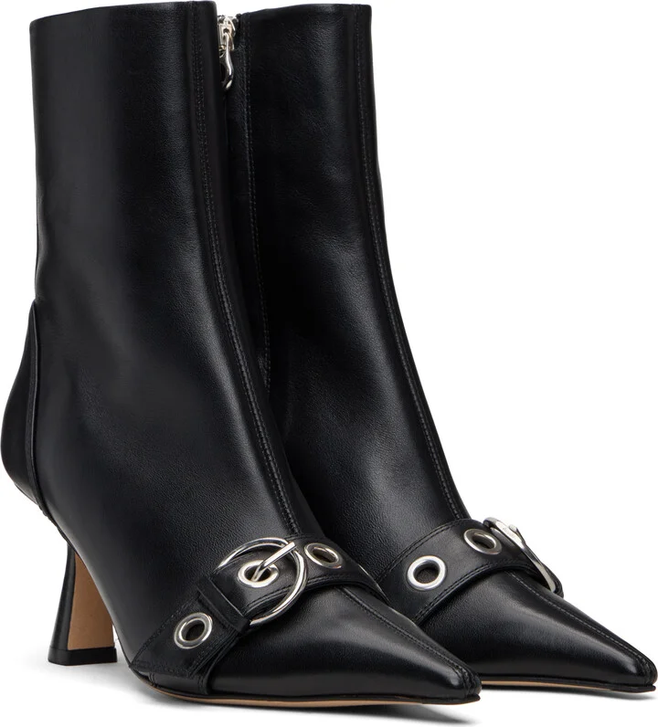 Aeyde Black Halima Eyelet Pointed Boots - Image 4