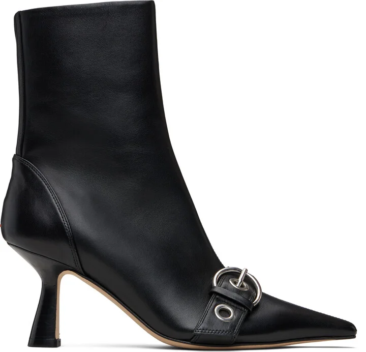 Aeyde Black Halima Eyelet Pointed Boots
