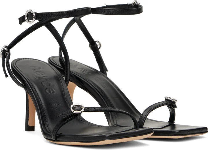 Aeyde Black Hallie Leather Stiletto Heeled Sandals - Image 4