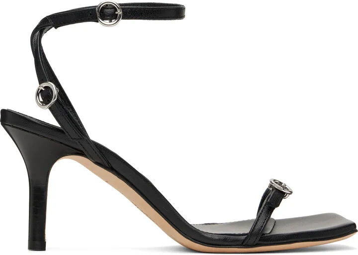Aeyde Black Hallie Leather Stiletto Heeled Sandals