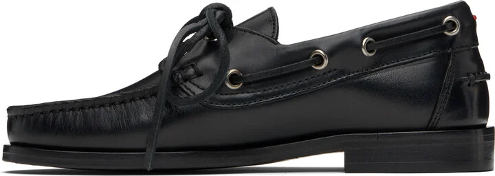 Aeyde Black Harris Leather Boat Shoes - Image 3