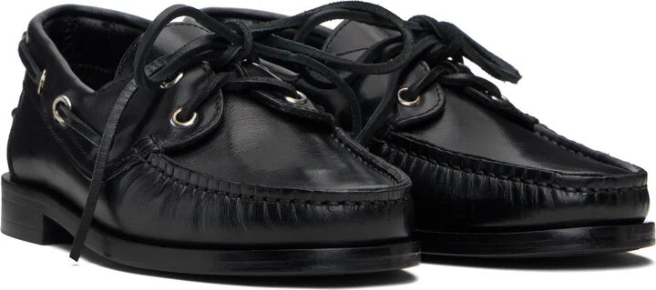 Aeyde Black Harris Leather Boat Shoes - Image 4