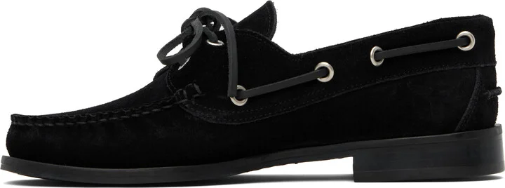 Aeyde Black Harris Suede Boat Shoes - Image 3