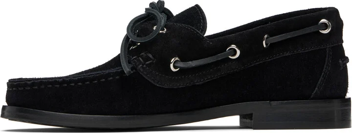 Aeyde Black Harris Suede Boat Shoes - Image 3