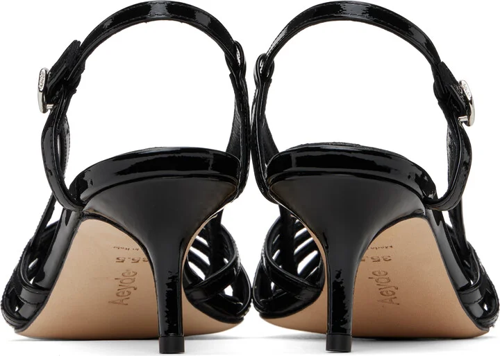Aeyde Black Helit Leather Slingback Heels - Image 2