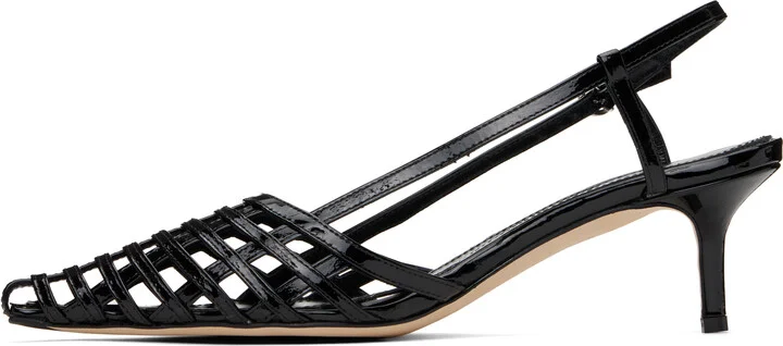 Aeyde Black Helit Leather Slingback Heels - Image 3