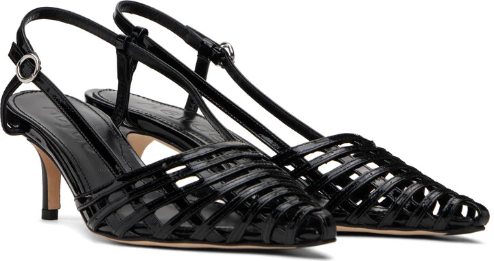 Aeyde Black Helit Leather Slingback Heels - Image 4