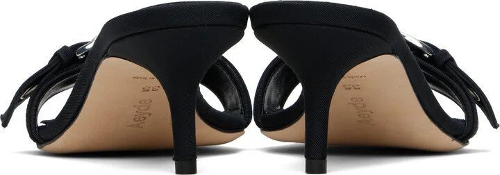 Aeyde Black Ilvy Eyelet Grosgrain Mules - Image 2