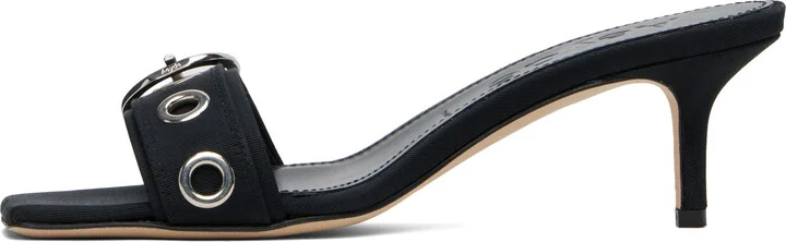 Aeyde Black Ilvy Eyelet Grosgrain Mules - Image 3