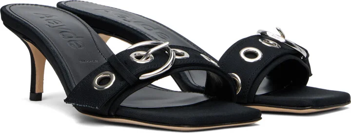 Aeyde Black Ilvy Eyelet Grosgrain Mules - Image 4