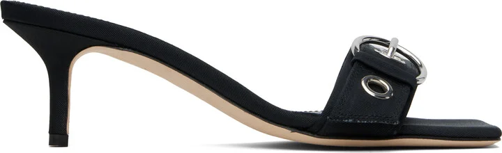 Aeyde Black Ilvy Eyelet Grosgrain Mules