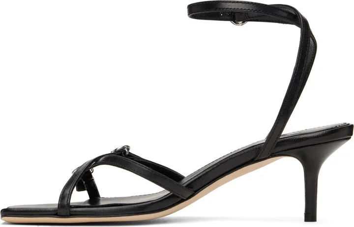 Aeyde Black Libby Leather Kitten Heeled Sandals - Image 3