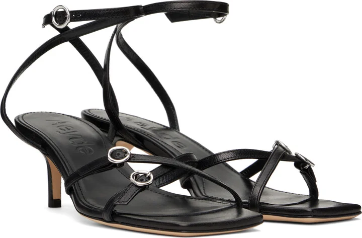 Aeyde Black Libby Leather Kitten Heeled Sandals - Image 4