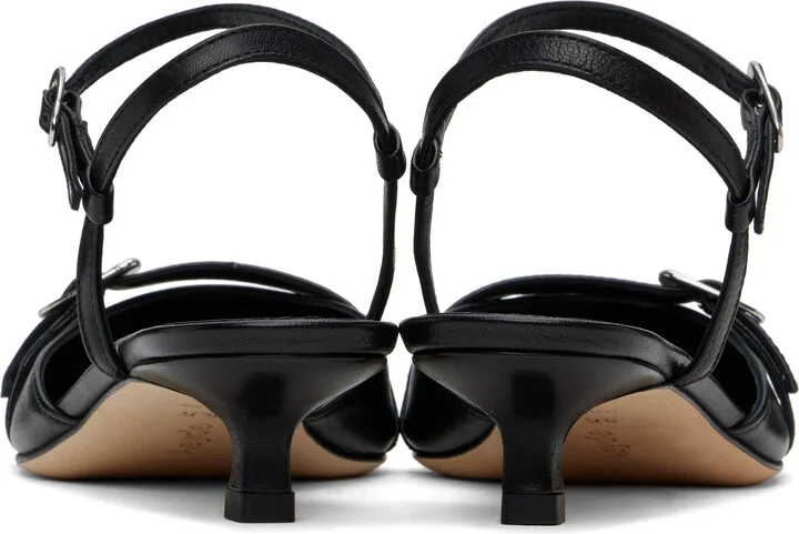 Aeyde Black Melia Leather Kitten Heels - Image 2