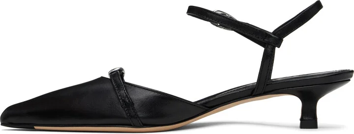 Aeyde Black Melia Leather Kitten Heels - Image 3
